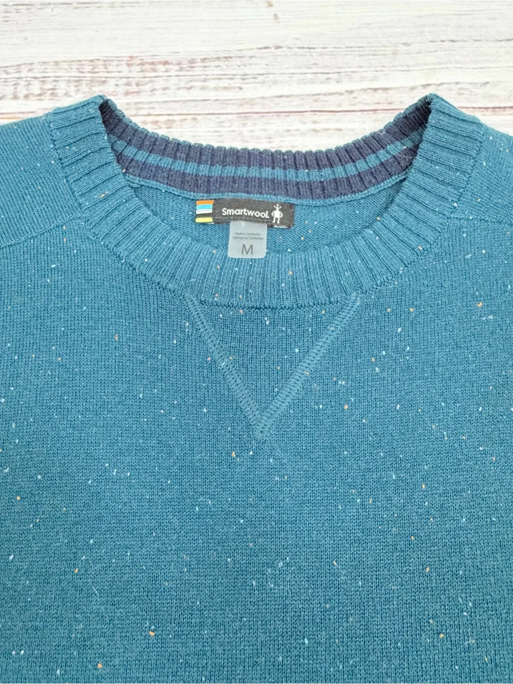 Smartwool Men’s Size Medium Sparwood Speckled Teal Merino Blend Crew Sweater